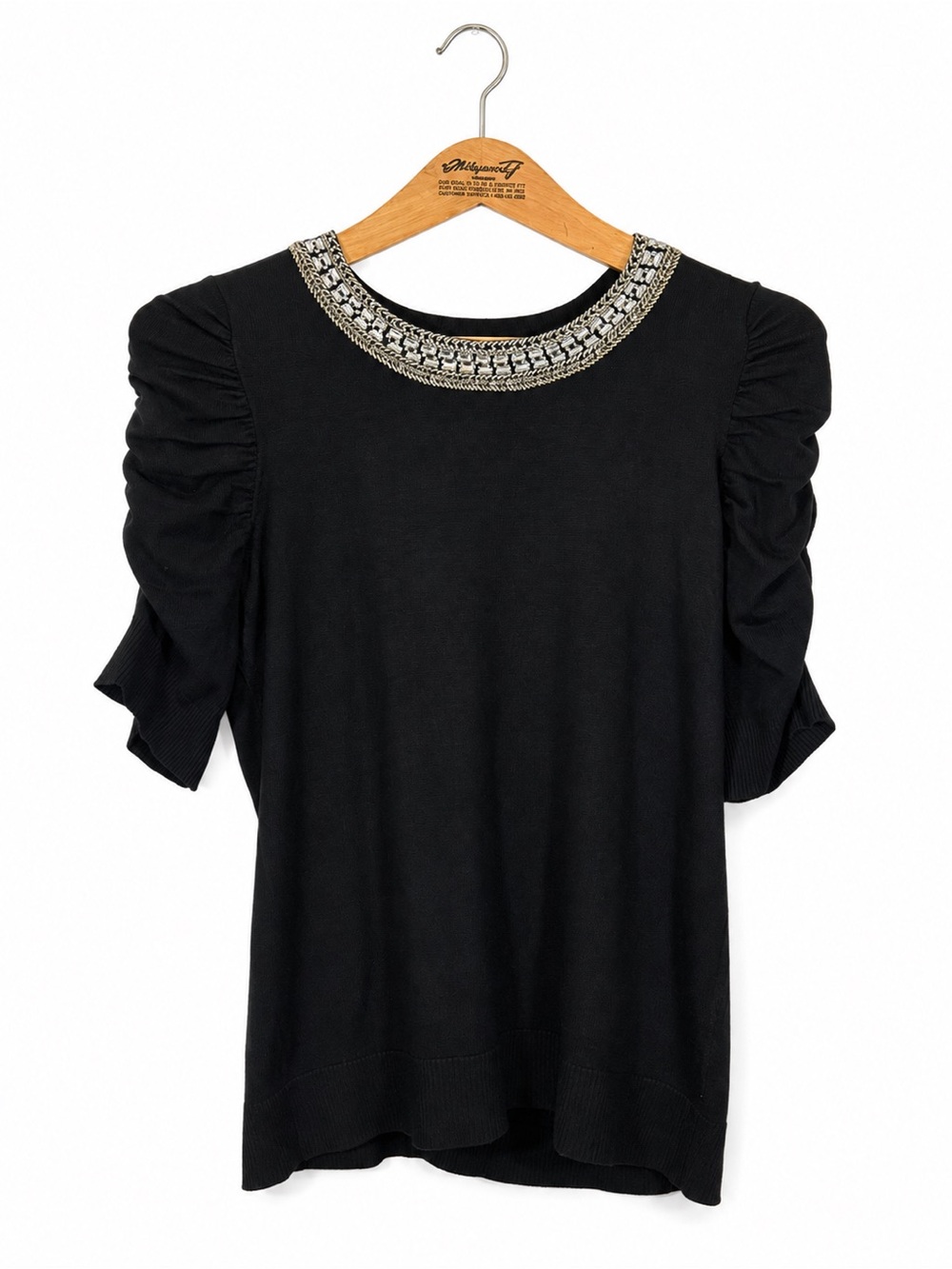 INC Rhinestone Sweater Embellished Size P/L Black Office Evening Formal Cocktail